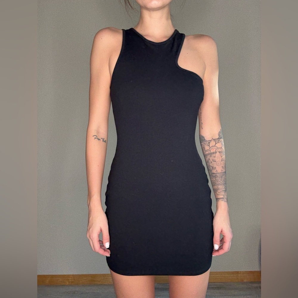 Urban Outfitters One Shoulder Black Dress